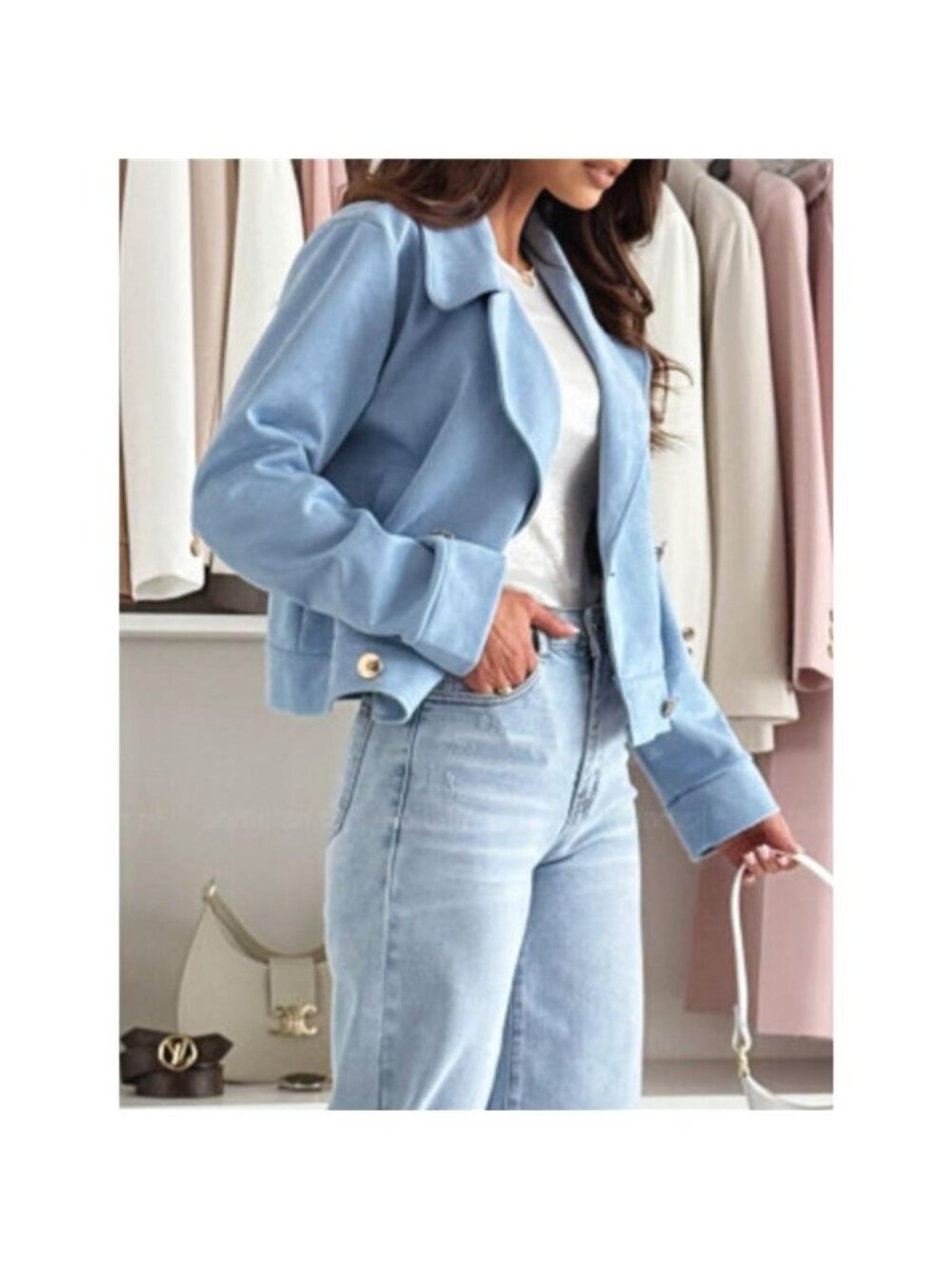 Chic Double-Breasted Cropped Jacket - Picture 9 of 12
